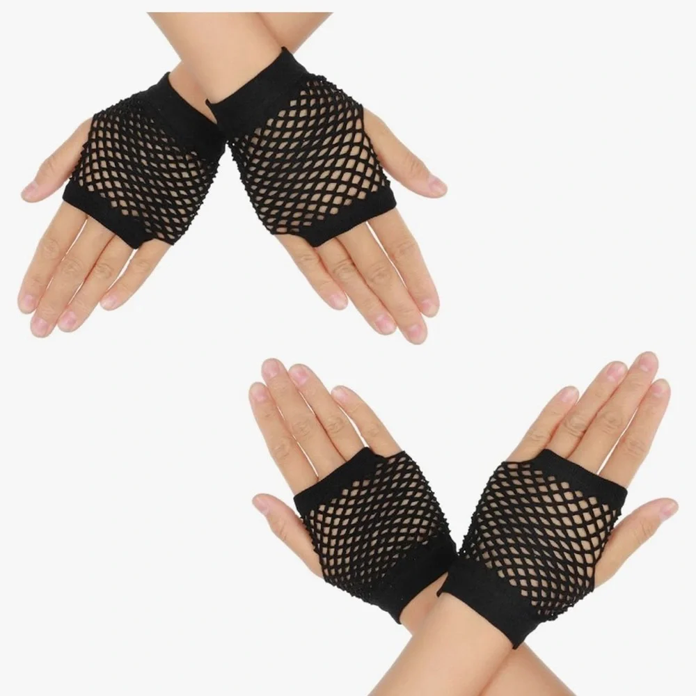 Brand New Black Fishnet Glovelettes – Perfect for Game Day or 80’s Costume!